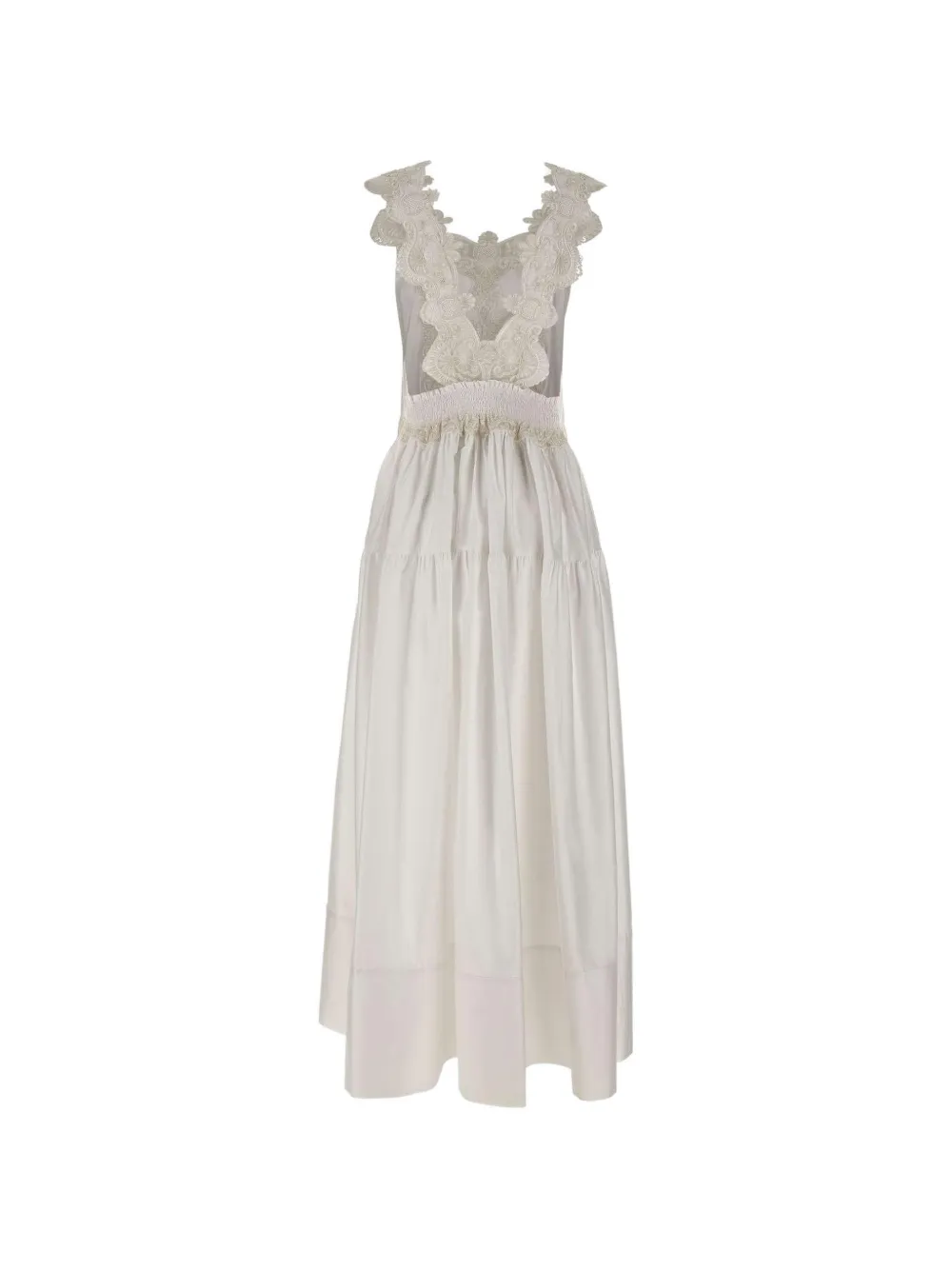 MAURIZIO MYKONOS lace-insert Maxi Dress | White | FARFETCH UK