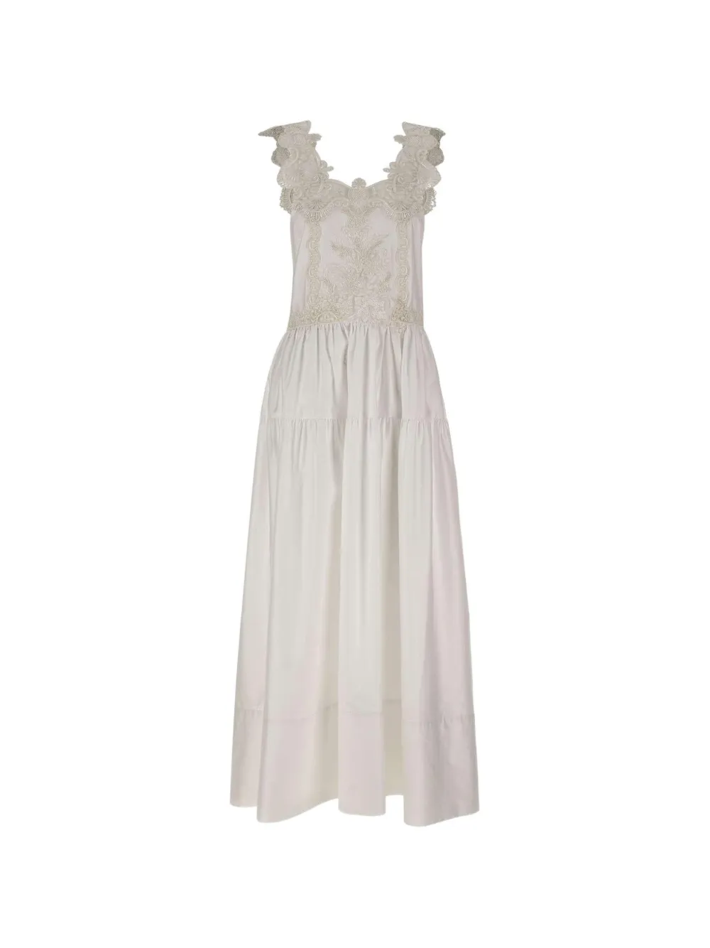 MAURIZIO MYKONOS lace-insert maxi dress - Bianco