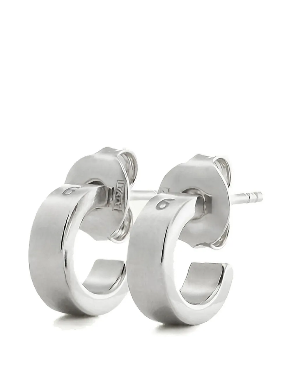 MM6 Maison Margiela engraved-logo hoop earrings - Argento