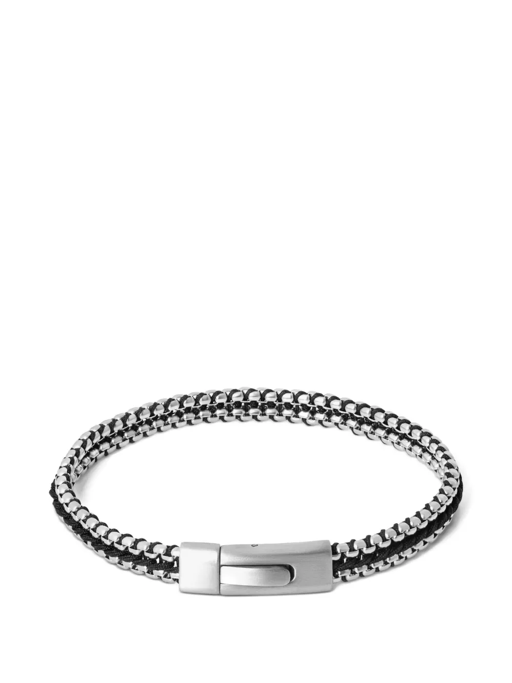 Tateossian Tris Button woven-detail box-chain bracelet - Argento