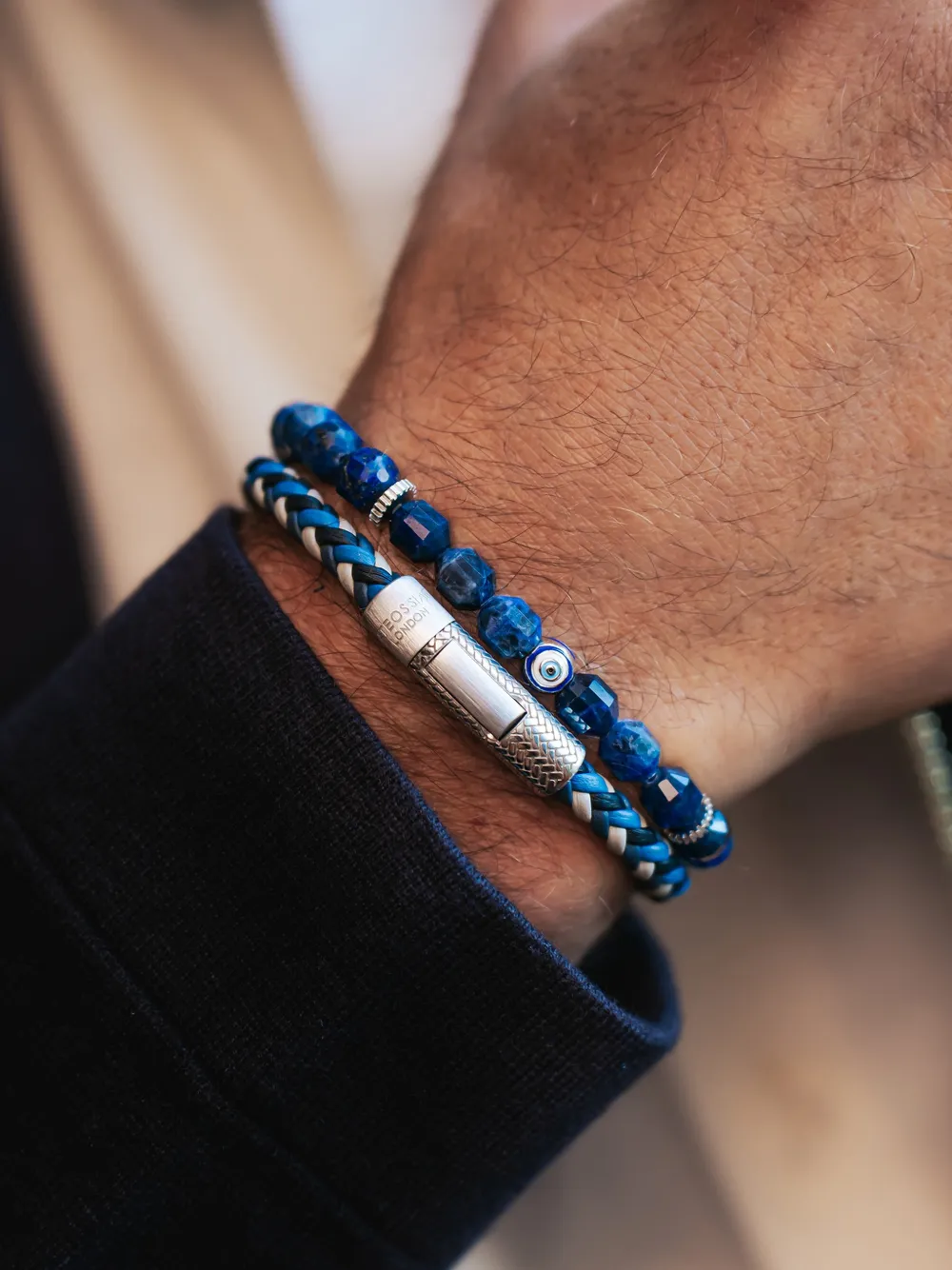  Tateossian Bracciale Hexade Evil Eye Con Perline - Argento 