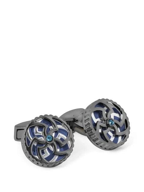Tateossian Rotating Trinity crystal-embellished gear-edge cufflinks