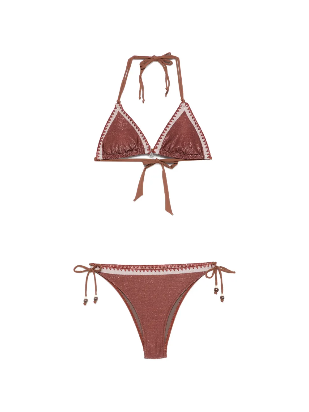BANANA MOON Bikini con bordo all'uncinetto - Marrone
