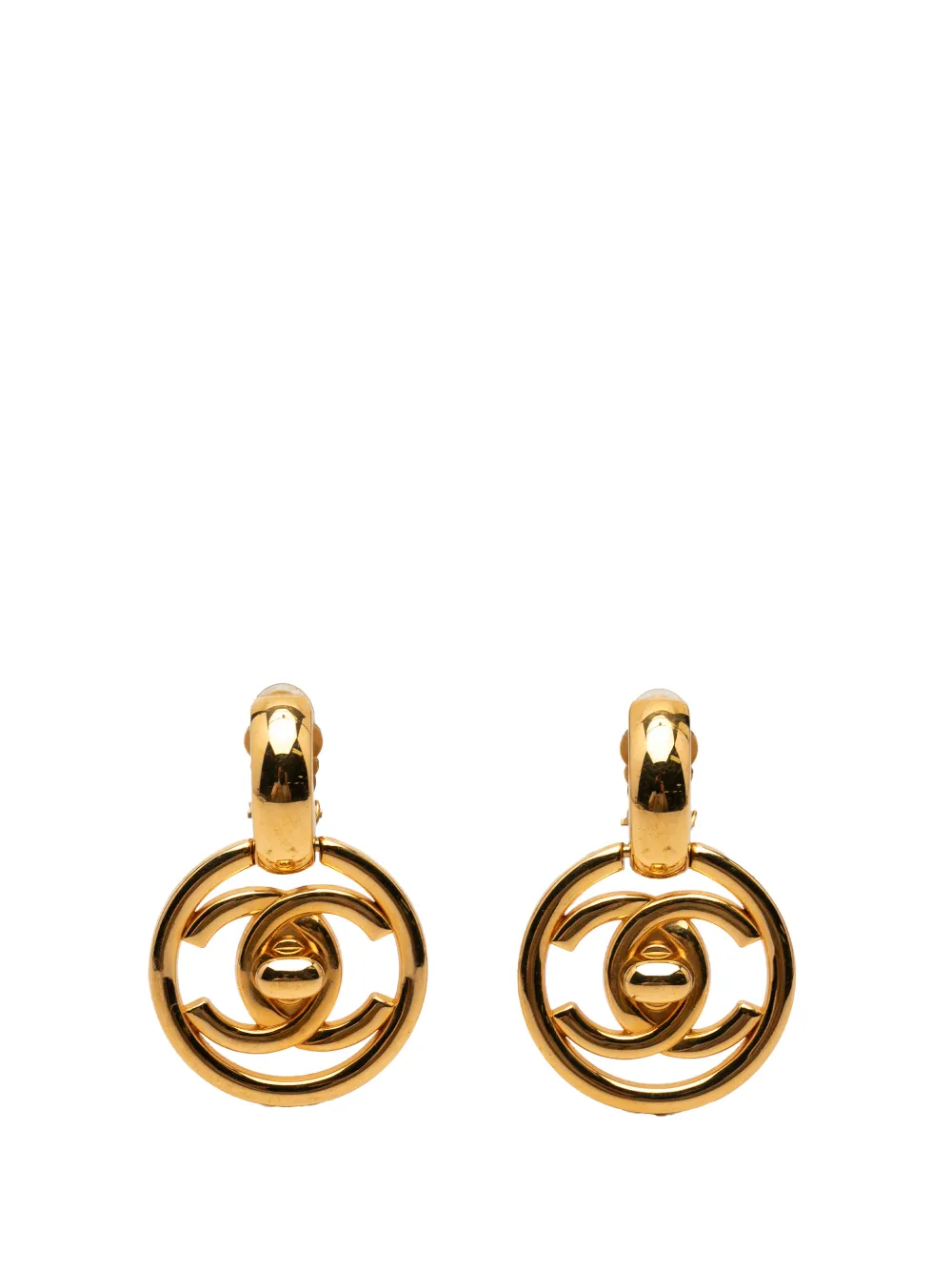 CHANEL Pre-Owned 1997 CC Gold Plated Turnlock Swing Clip On Earrings costume earrings - Oro