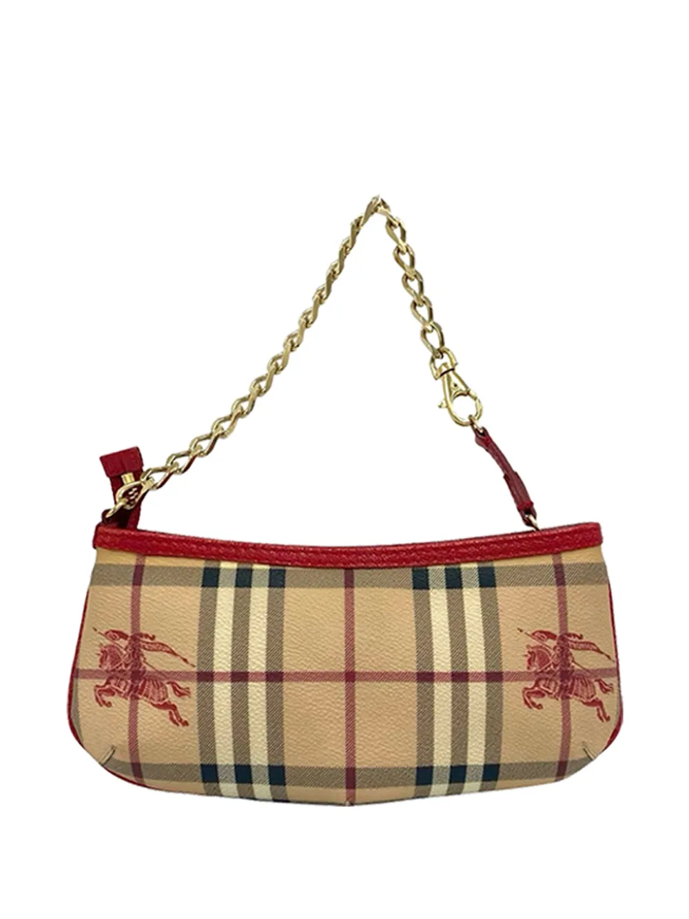 Burberry Pre-Owned 2000-2017 Haymarket Check Coated Canvas Clara Pochette shoulder bag - Red