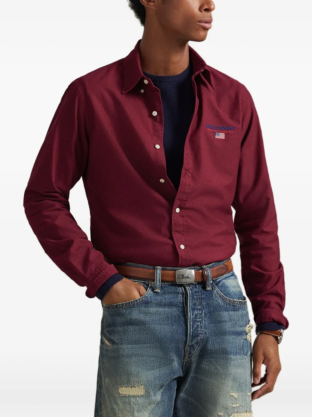 Polo Ralph Lauren Polo Sport overhemd met geborduurd logo Rood