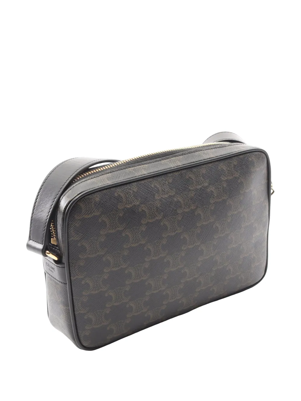  Celine Pre-owned Sac à Bandoulière En Toile Enduite à Motif Triomphe Et Logo Médium (2010-2026) - Noir 