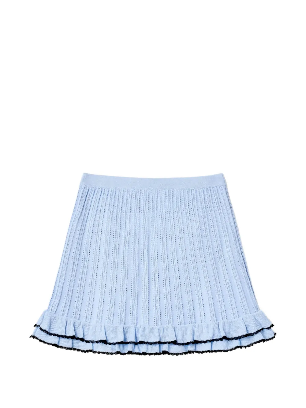 Self-Portrait Kids ruffled pointelle-knit skirt Blauw