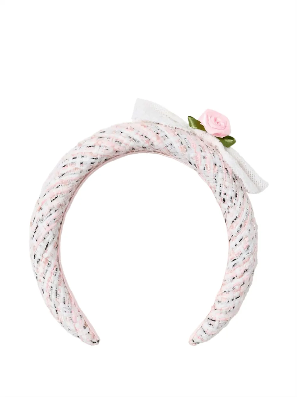 Self-Portrait Kids Bouclé haarband met bloe detail Wit
