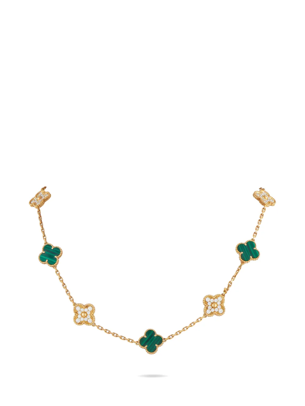 Van Cleef & Arpels Pre-Owned Alhambra diamond and malachite necklace - Oro