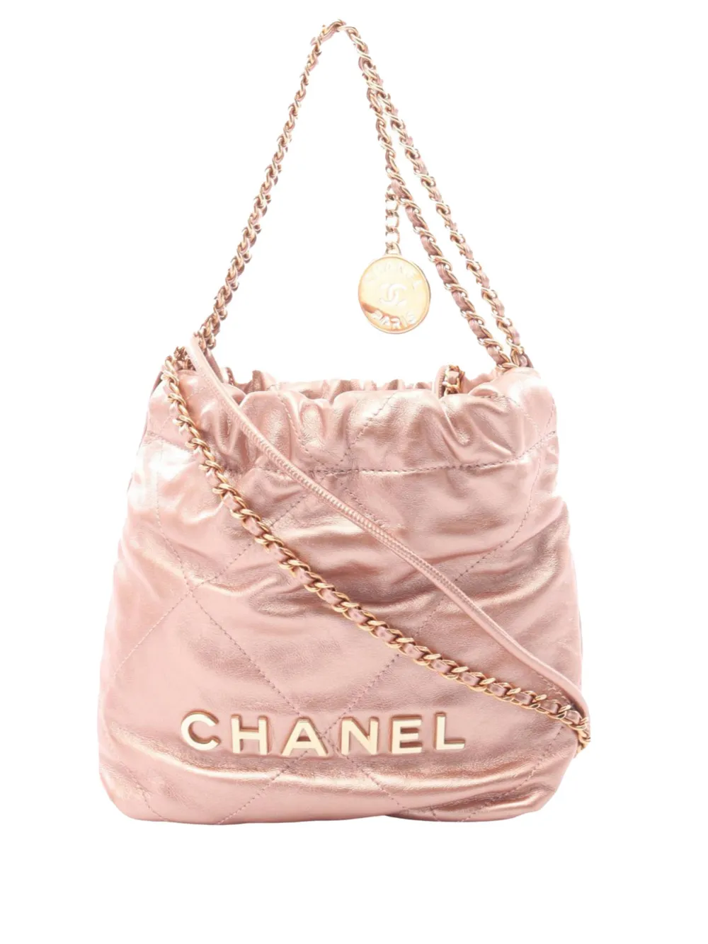 CHANEL Pre-Owned 2021-2026 Mini Shiny Calfskin 22 Handbag satchel - Rosa