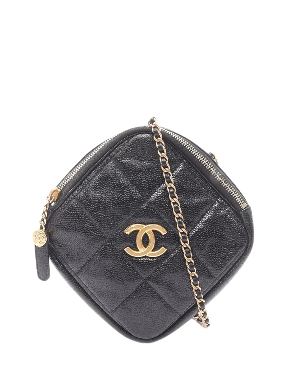 CHANEL Pre-Owned 2020 CC Quilted Lambskin Diamond Clutch with Chain crossbody bag - Nero