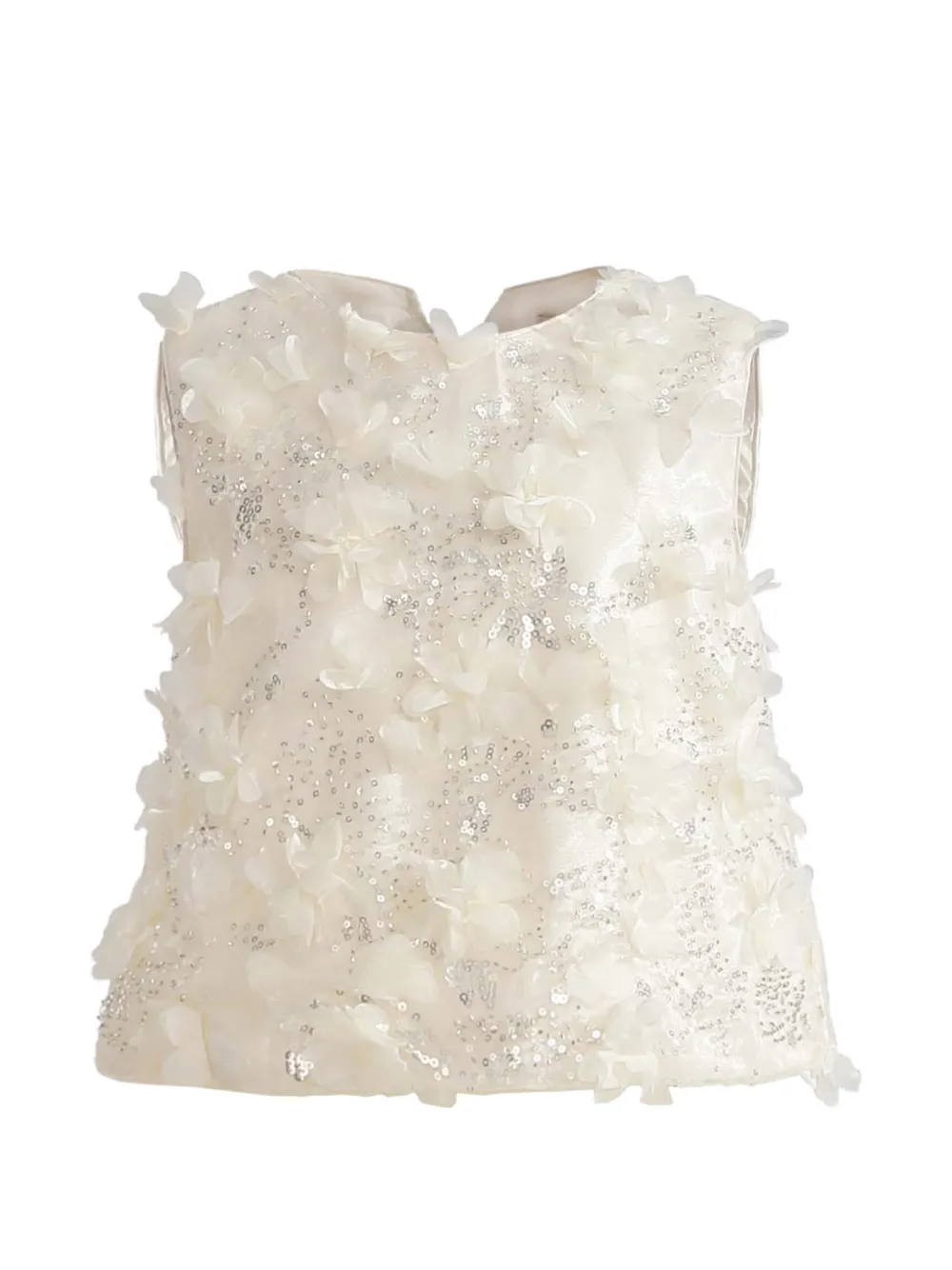Tulleen Amorette top en jurk set met bloemapplicatie Wit
