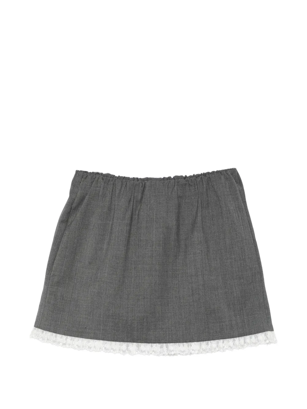 Maje Lace-trim Mini Skirt In Grey