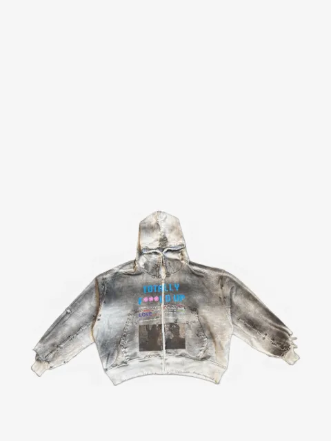 astrum TFU distressed graphic-print hoodie
