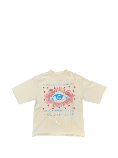 astrum Know Thyself graphic-print paint-splatter T-shirt