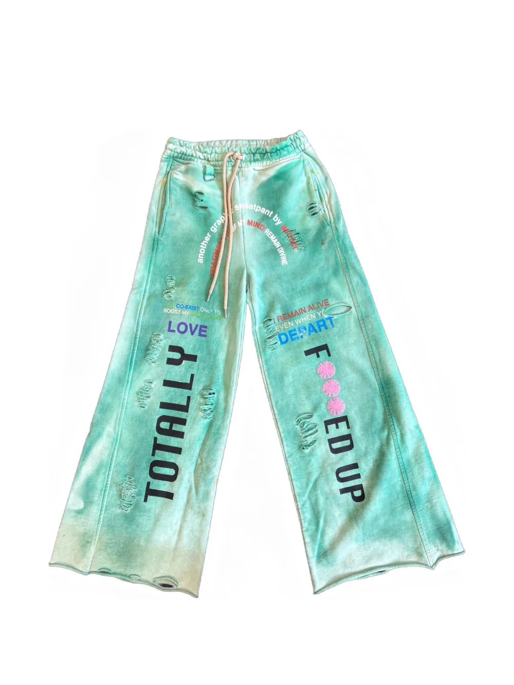 astrum distressed-detailing wide-leg track pants - Verde