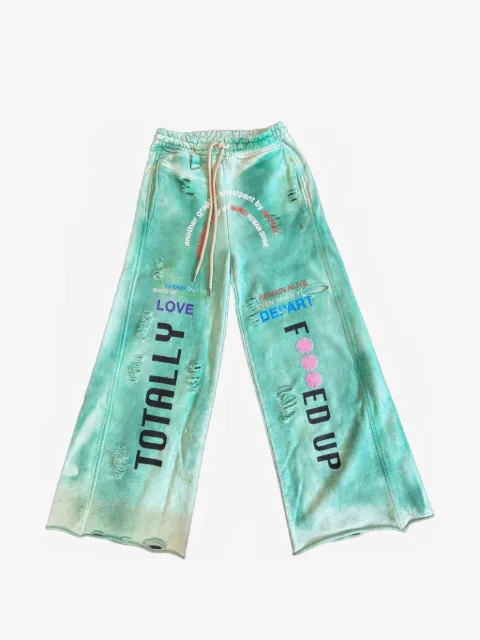 astrum distressed-detailing wide-leg track pants