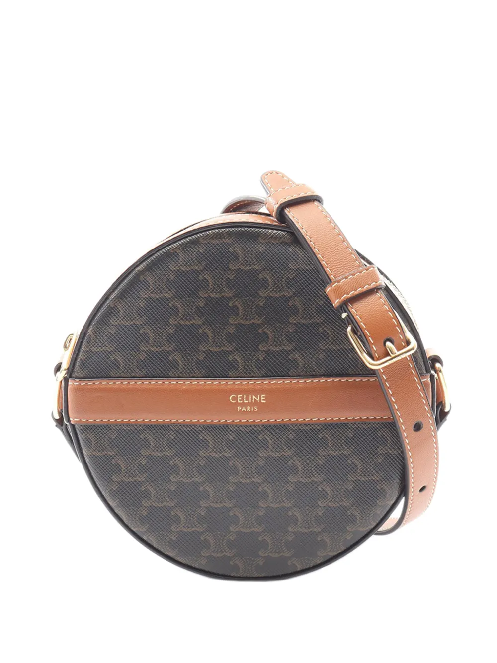 Celine Pre-Owned 2010-2026 Round Triomphe Coated Canvas crossbody bag - Nero