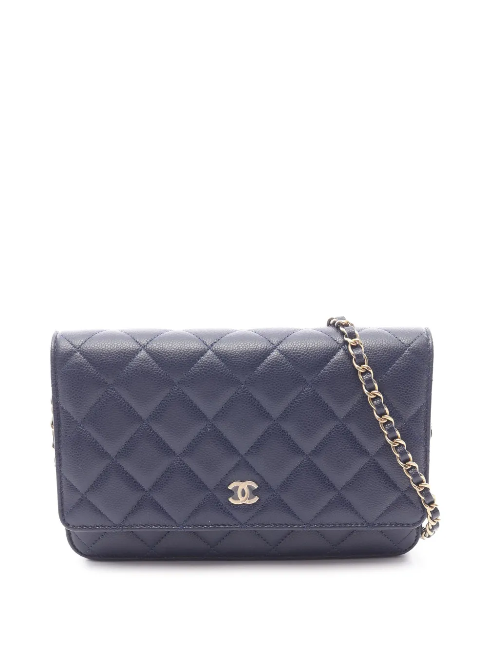 CHANEL Pre-Owned 2021-2026 CC Quilted Caviar Wallet on Chain crossbody bag - Blu