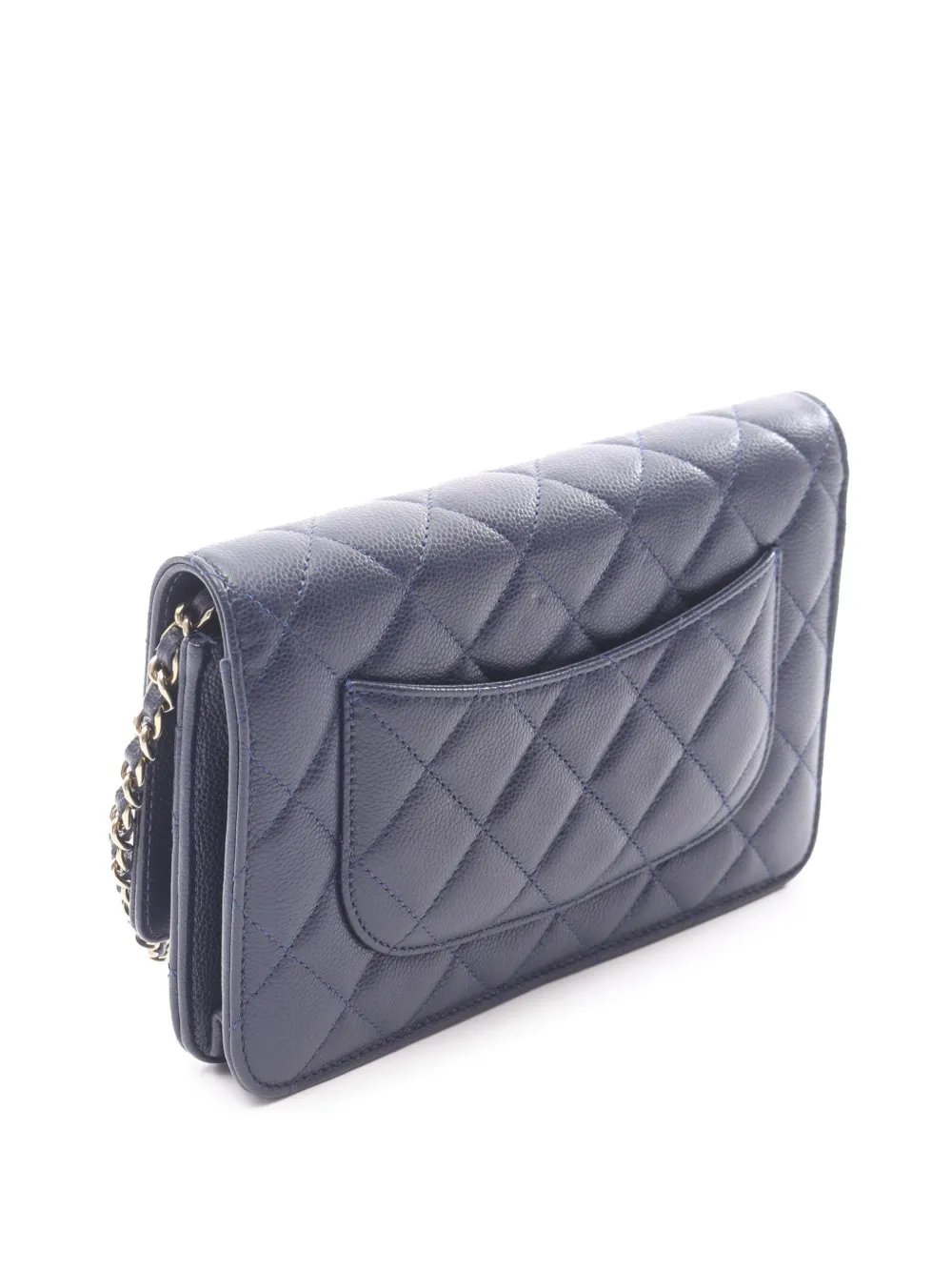  Chanel Pre-owned Sac à Bandoulière Wallet On Chain En Cuir Caviar Matelassé à Logo Cc (2021-2026) - Bleu 