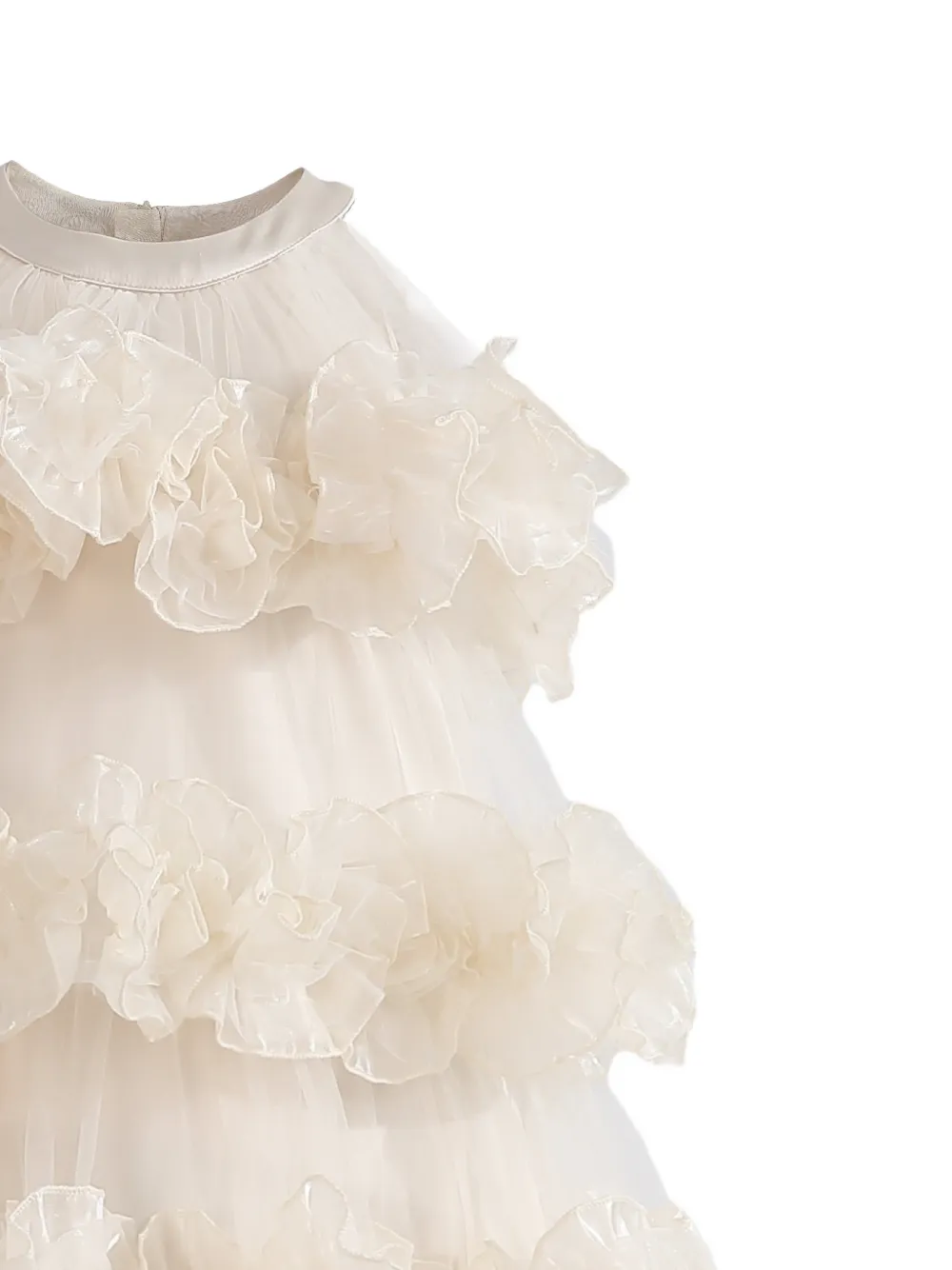 Tulleen Elysia gelaagde jurk met ruches Beige