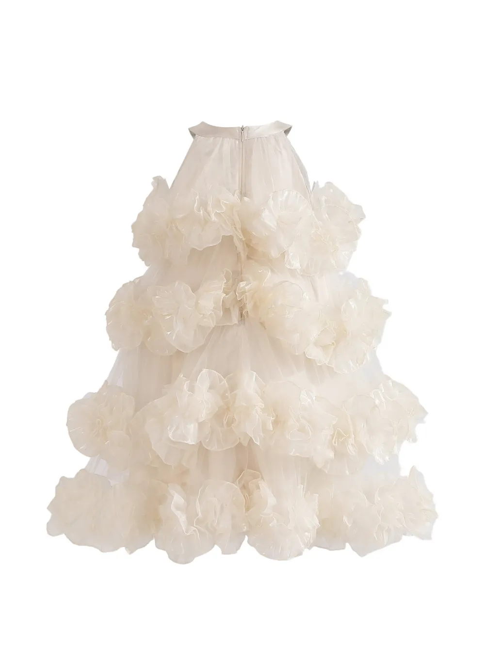 Tulleen Elysia gelaagde jurk met ruches Beige