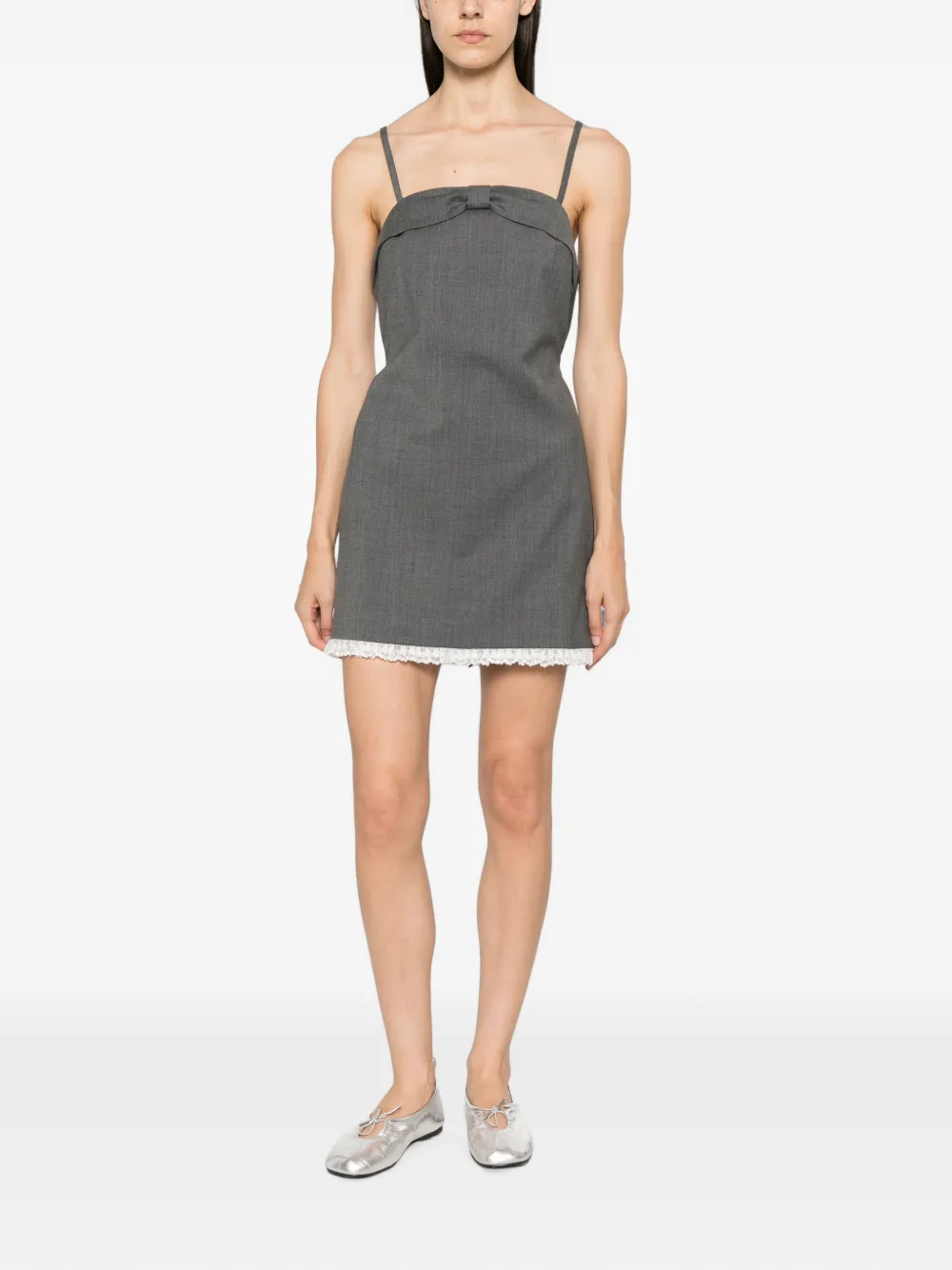 Maje Mini-jurk met kanten afwerking en strikdetail Grijs