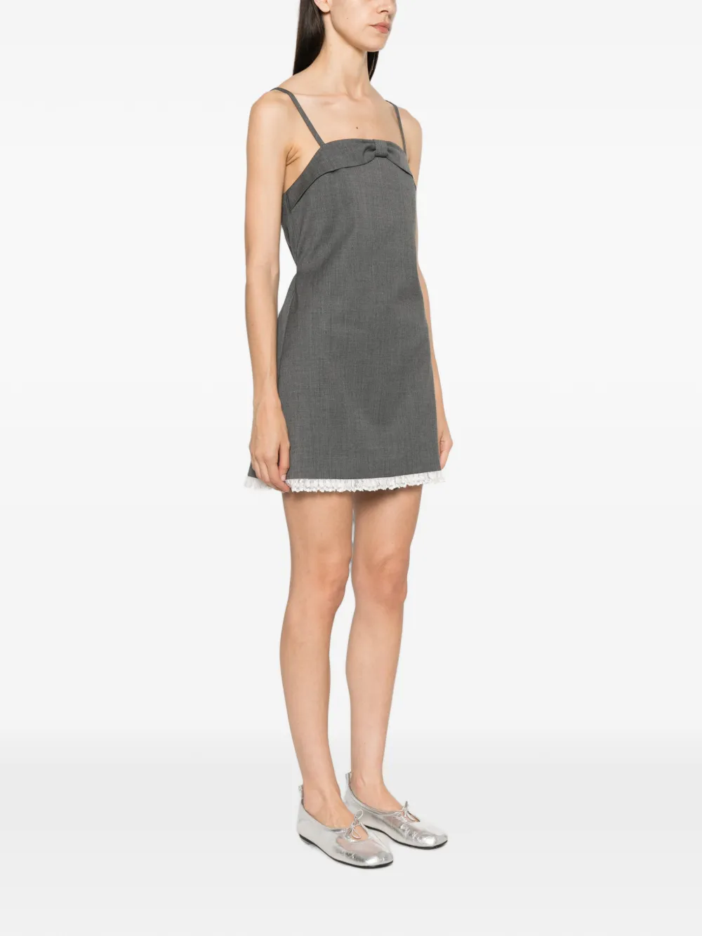 Maje Mini-jurk met kanten afwerking en strikdetail Grijs