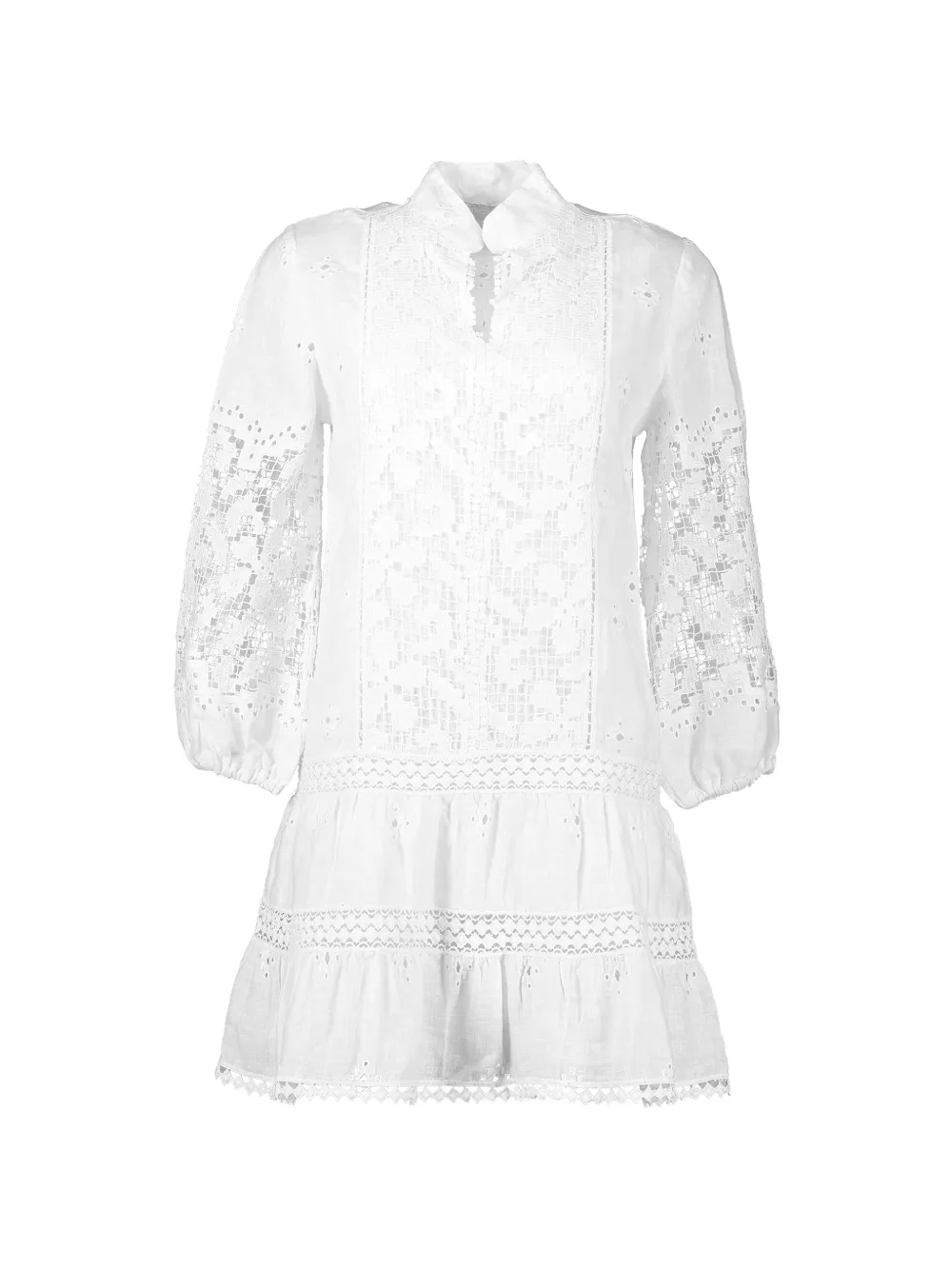 Temptation Positano Olivina lace-embroidered mini dress - Bianco