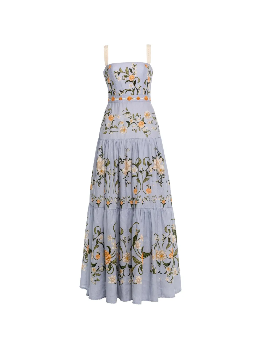 Agua By Agua Bendita Lima floral-embroidered maxi dress - Blu
