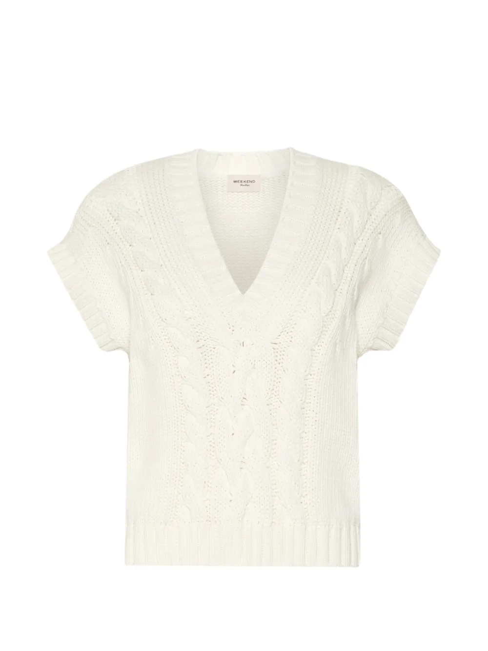 Weekend Max Mara Kabelgebreid T-shirt met V-hals Beige