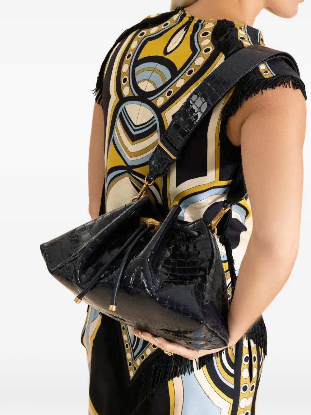Jimmy Choo Borsa a spalla Bon Bon con effetto coccodrillo - Blu