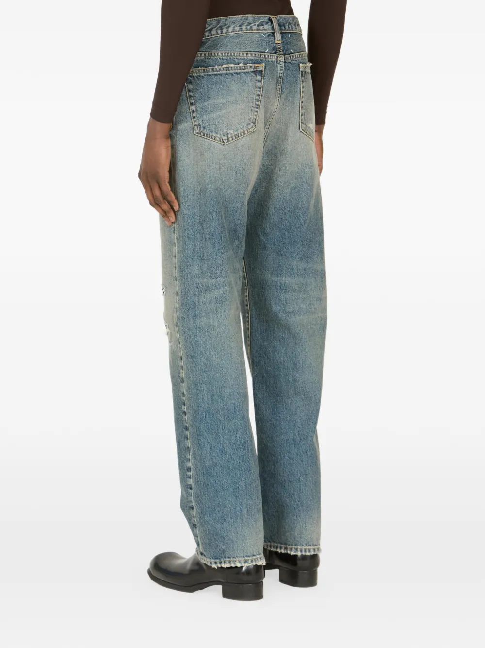 Maison Margiela Gerafelde jeans met patchwork Blauw