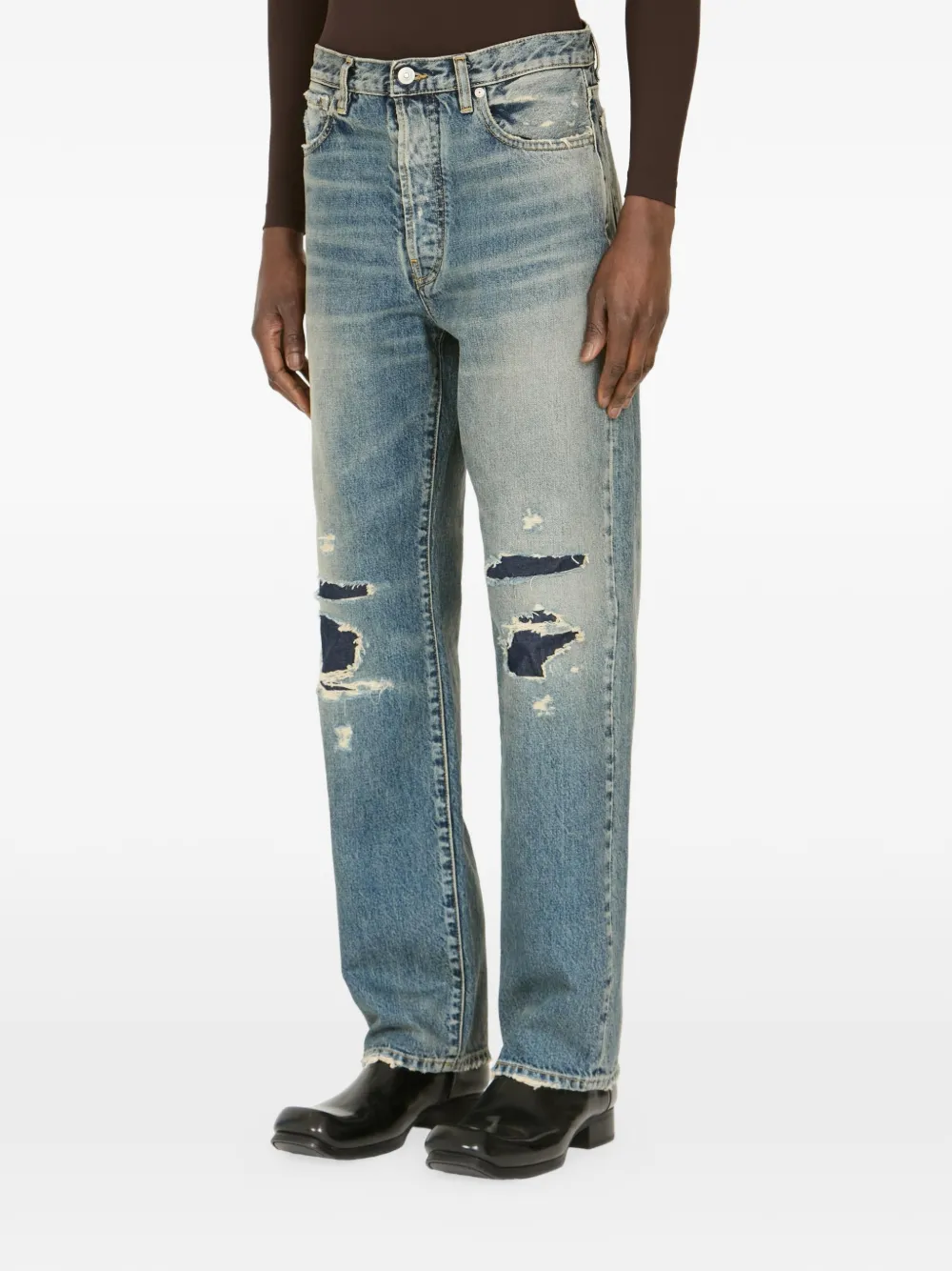 Maison Margiela Gerafelde jeans met patchwork Blauw