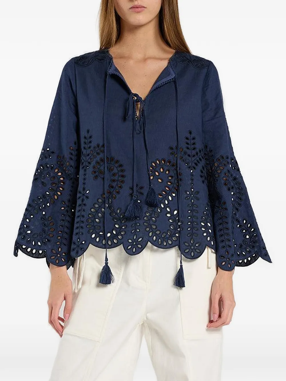 Christy Lynn Blusa Kora in pizzo sangallo