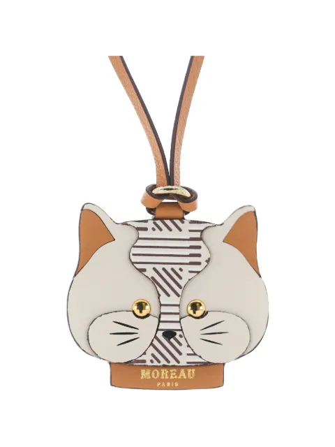 Moreau cat-shape leather bag charm