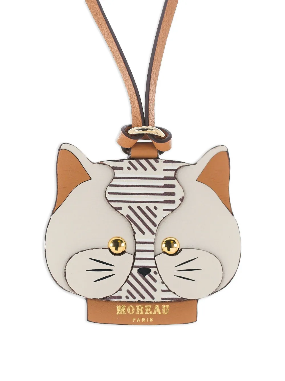 Moreau cat-shape leather bag charm - Toni neutri