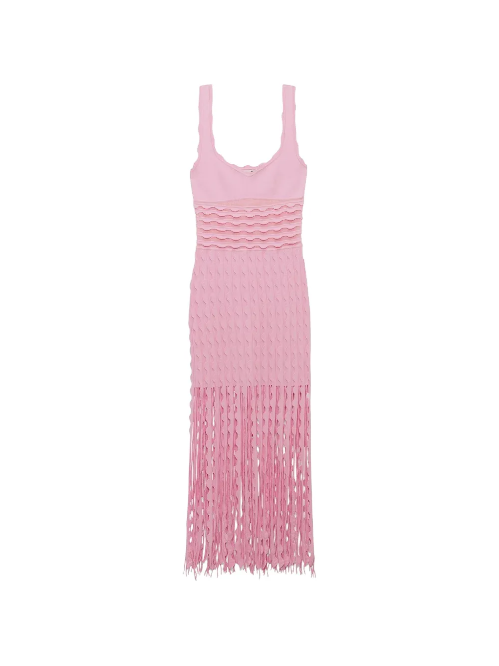 Simkhai Brionne fringed-hem dress midi - Rosa