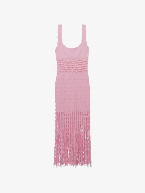 SIMKHAI  Brionne fringed-hem dress midi 