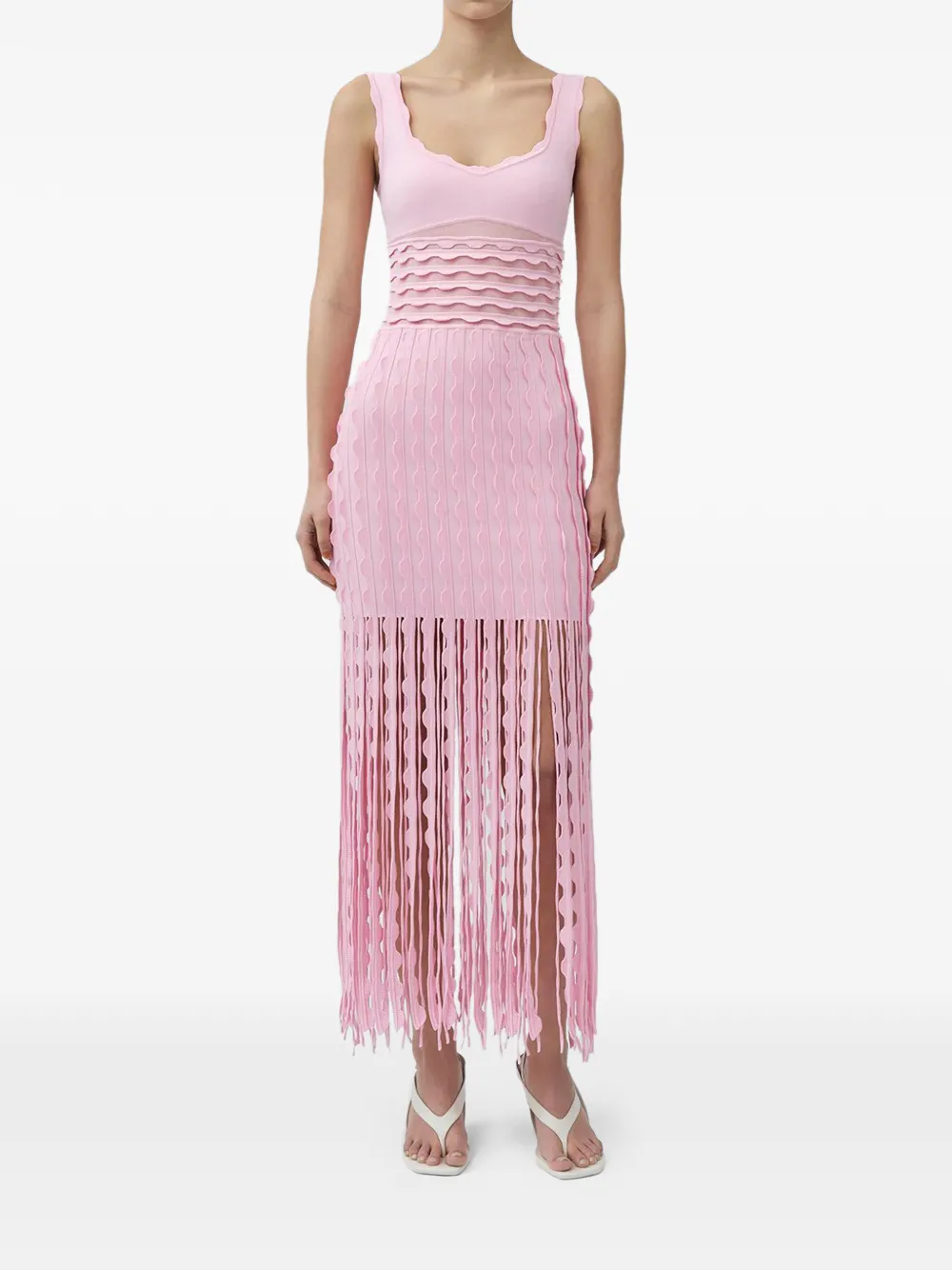 SIMKHAI Brionne midi-jurk met franje Roze