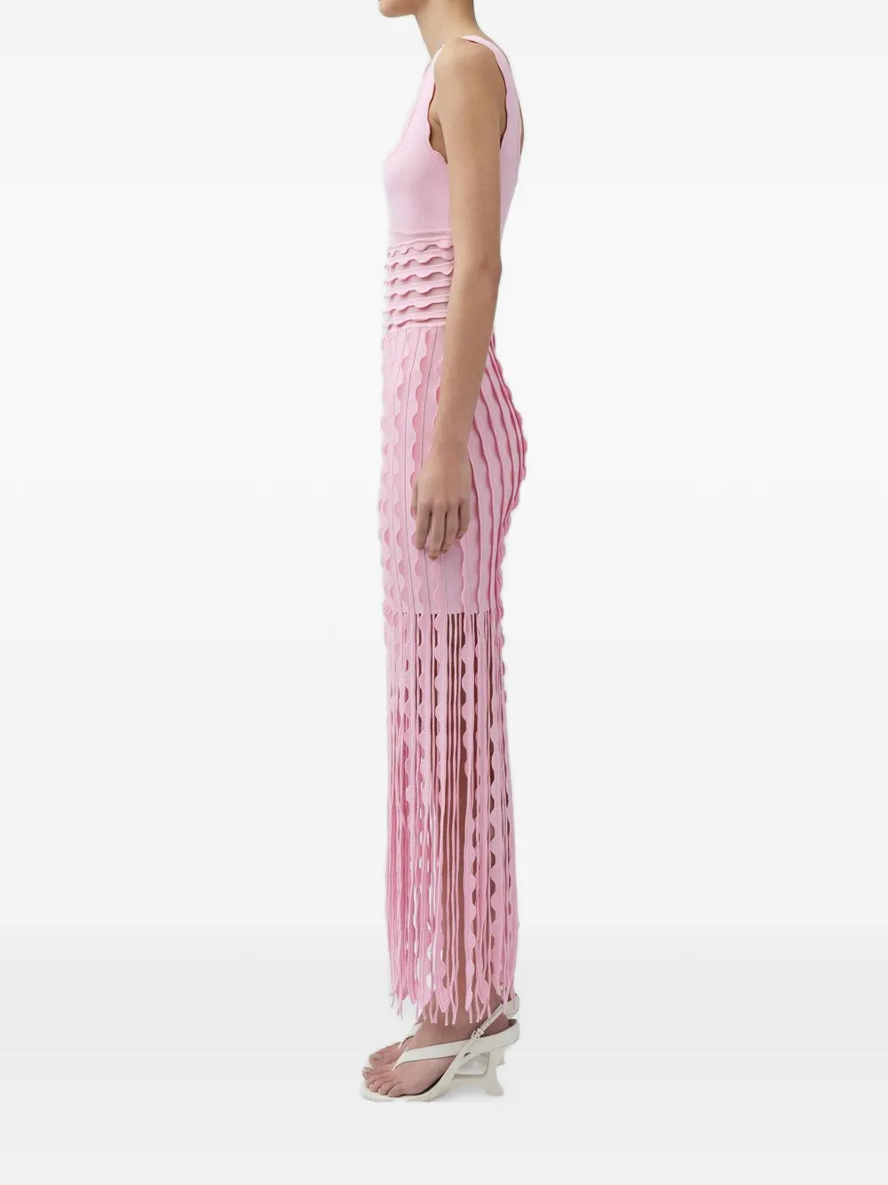 SIMKHAI Brionne midi-jurk met franje Roze