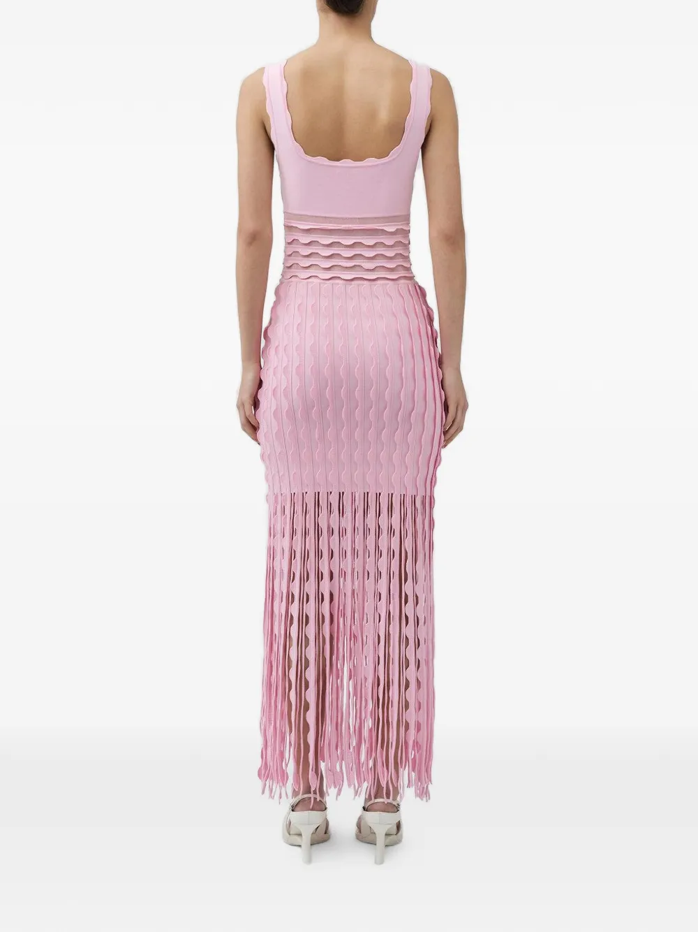 SIMKHAI Brionne midi-jurk met franje Roze