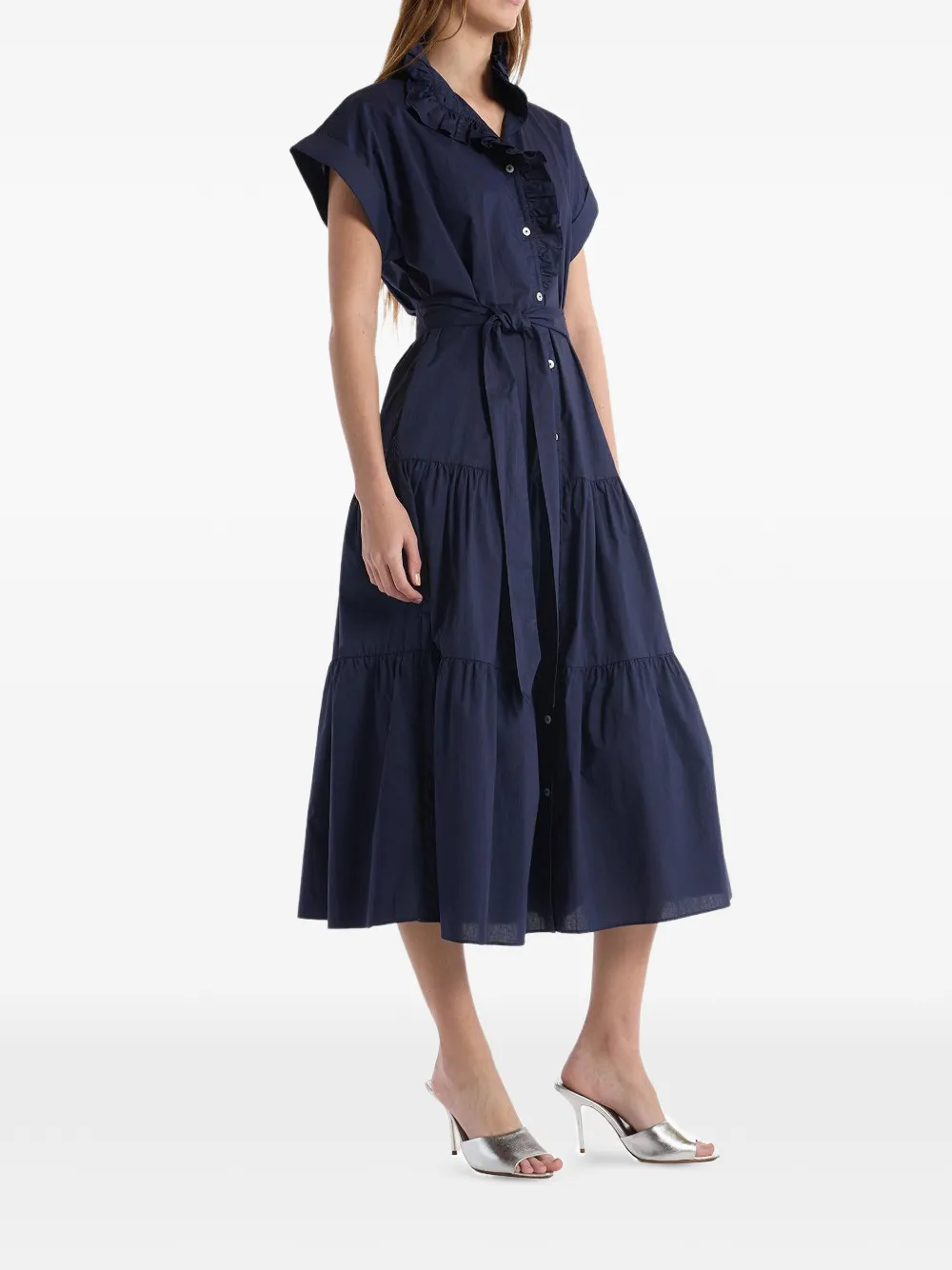 Christy Lynn Jonah gelaagde midi-jurk met ruches Blauw