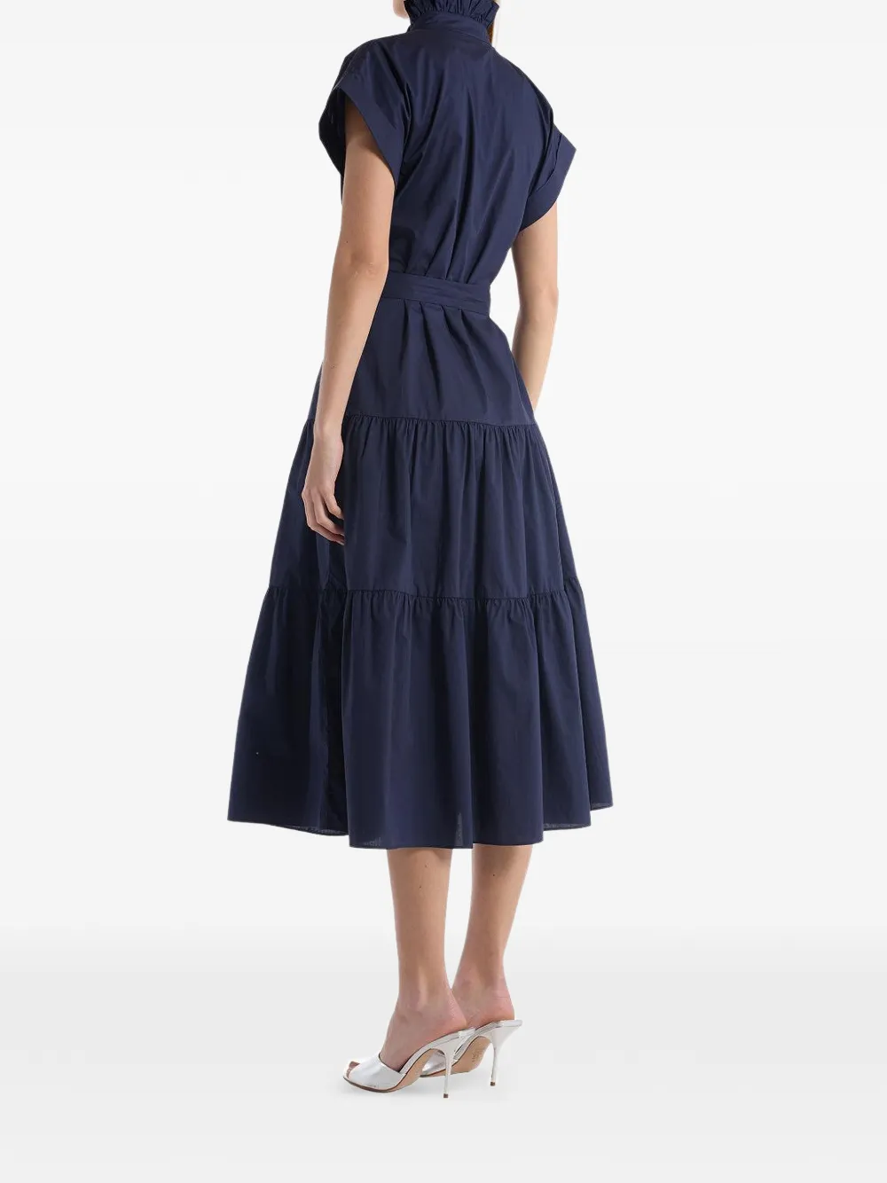 Christy Lynn Jonah gelaagde midi-jurk met ruches Blauw