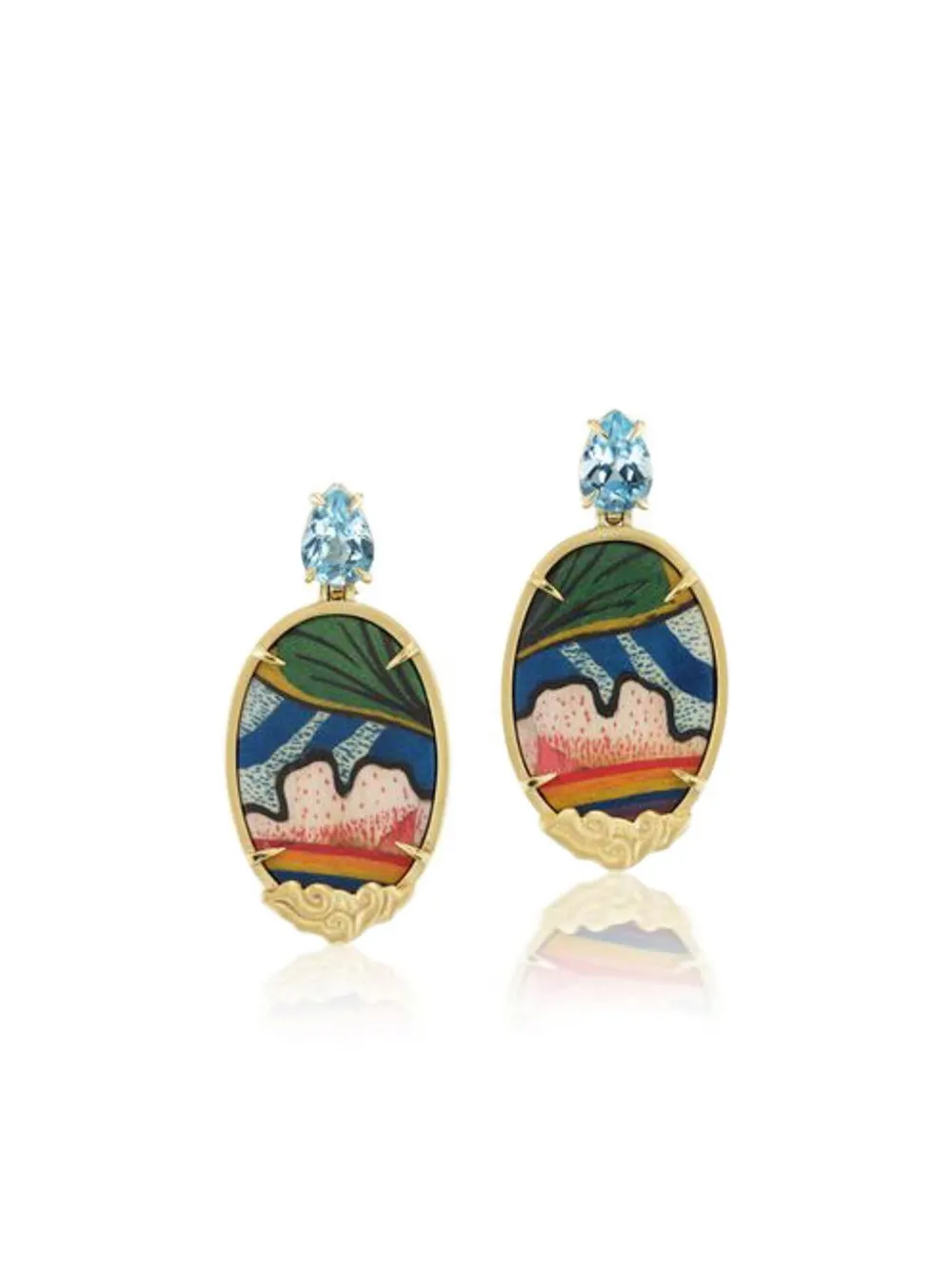 SILVIA FURMANOVICH Marquetry Tibetan Rainbow diamond and topaz earrings - Oro