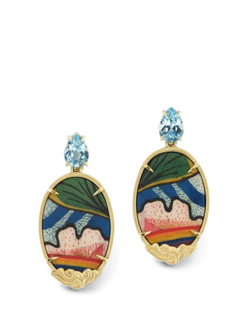 SILVIA FURMANOVICH Marquetry Tibetan Rainbow diamond and topaz earrings - Oro