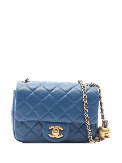 CHANEL Pre-Owned 2020 Mini Square Classic Lambskin Pearl Crush Single Flap crossbody bag
