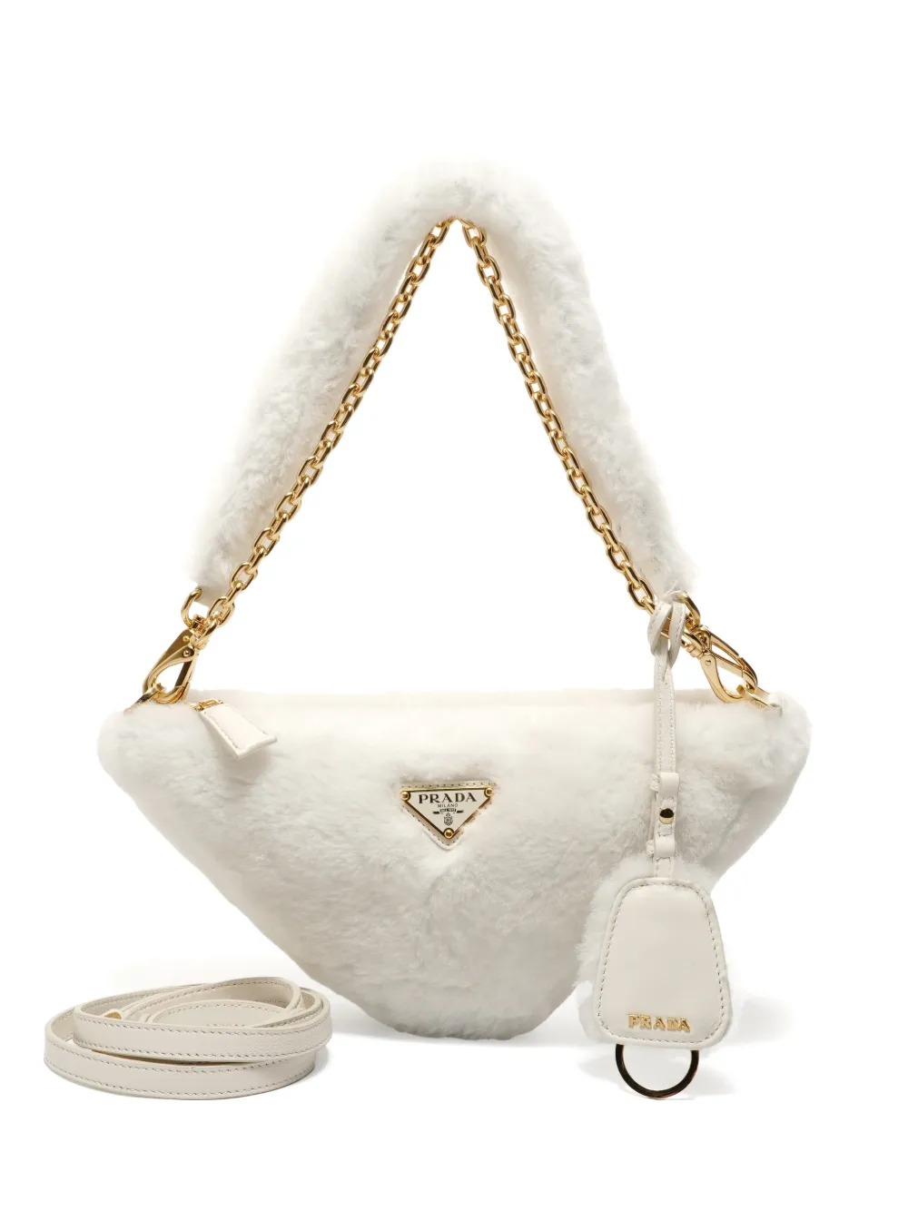Prada Pre-Owned 2010-2020s shearling shoulder bag - Bianco