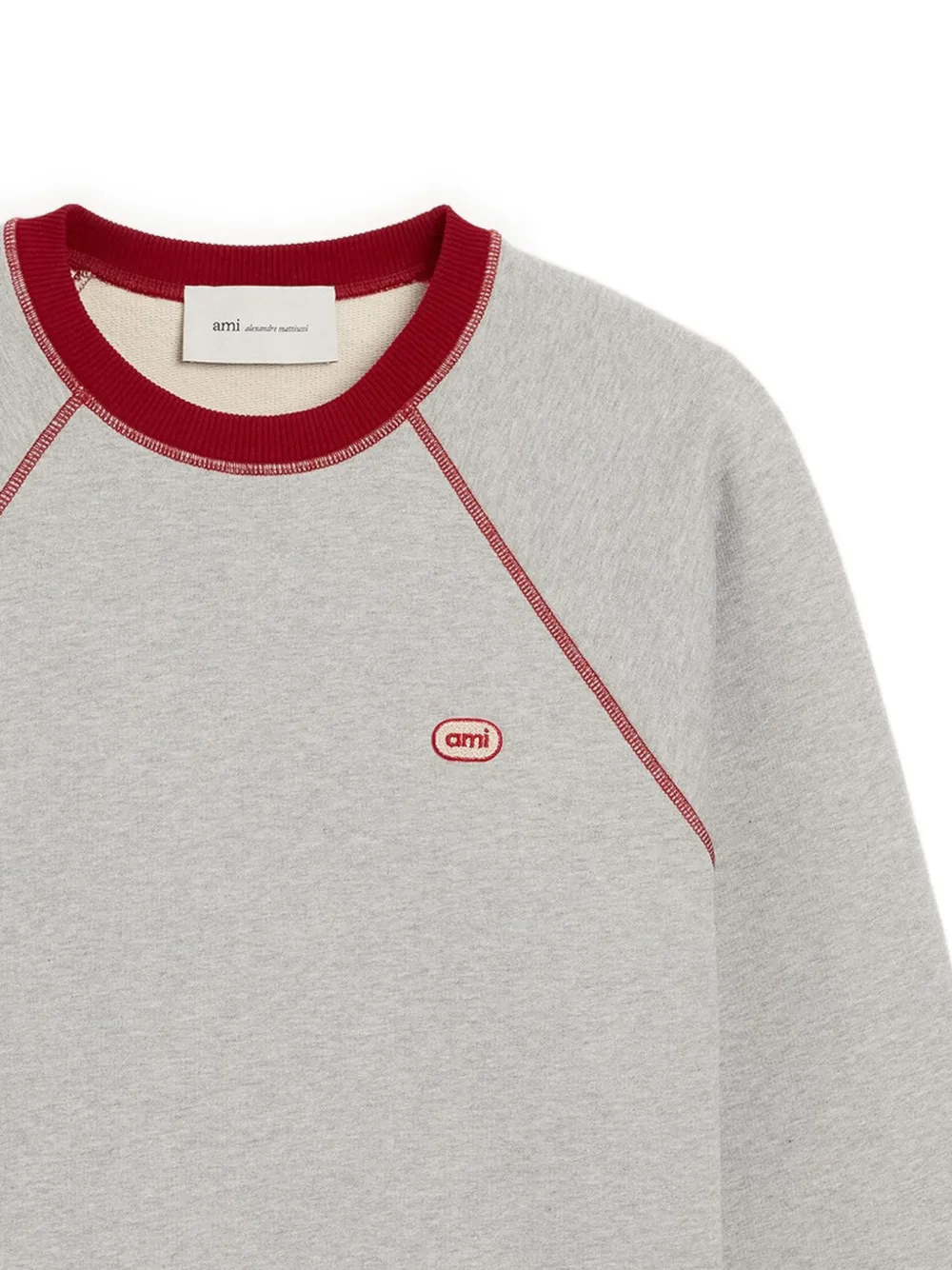 AMI Paris Sweater met contrasterend stiksel en raglan mouwen Grijs